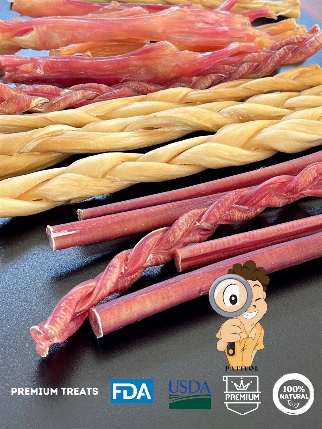 Köpek Ödülü Kolajen Çubuk, 105 gr, Doğal Kurutulmuş, Yüksek Protein, Premium Gurme Seri