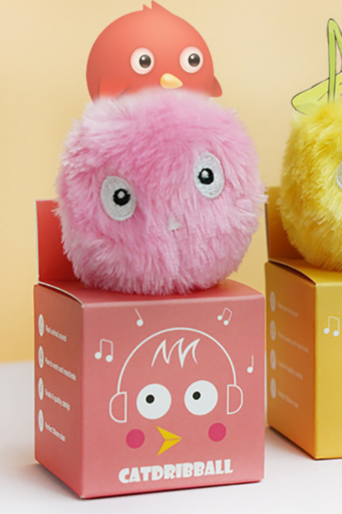 Peluş kedi oyuncak İnteraktif kedi oyuncağı Gerçek Kuş Sesli - Pembe
