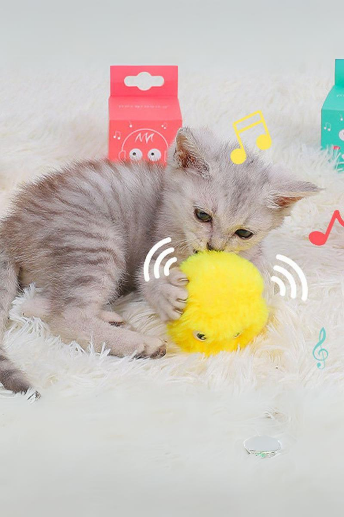 Peluş kedi oyuncak İnteraktif kedi oyuncağı Gerçek Kuş Sesli - Sarı