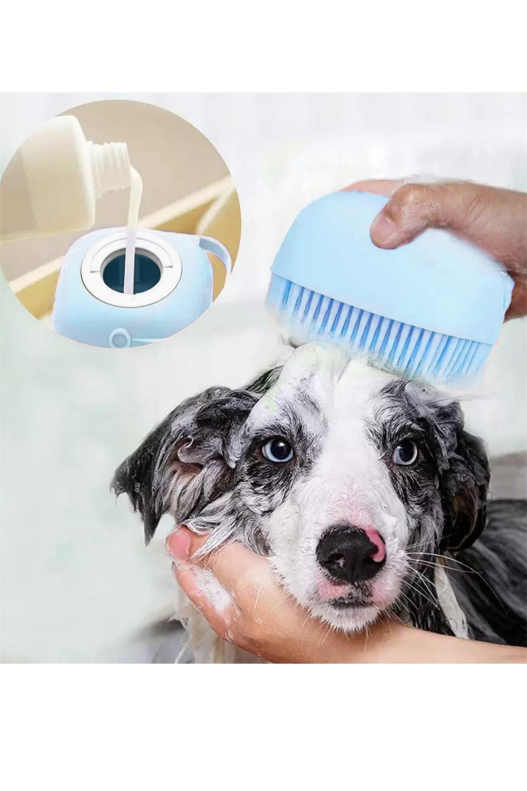 Süper 3 lü Ithal Set, Şampuan Hazneli Kedi Ve Köpek Evcil Hayvan Yıkama Fırçası, Kedi tırnak makası ve törpüsü