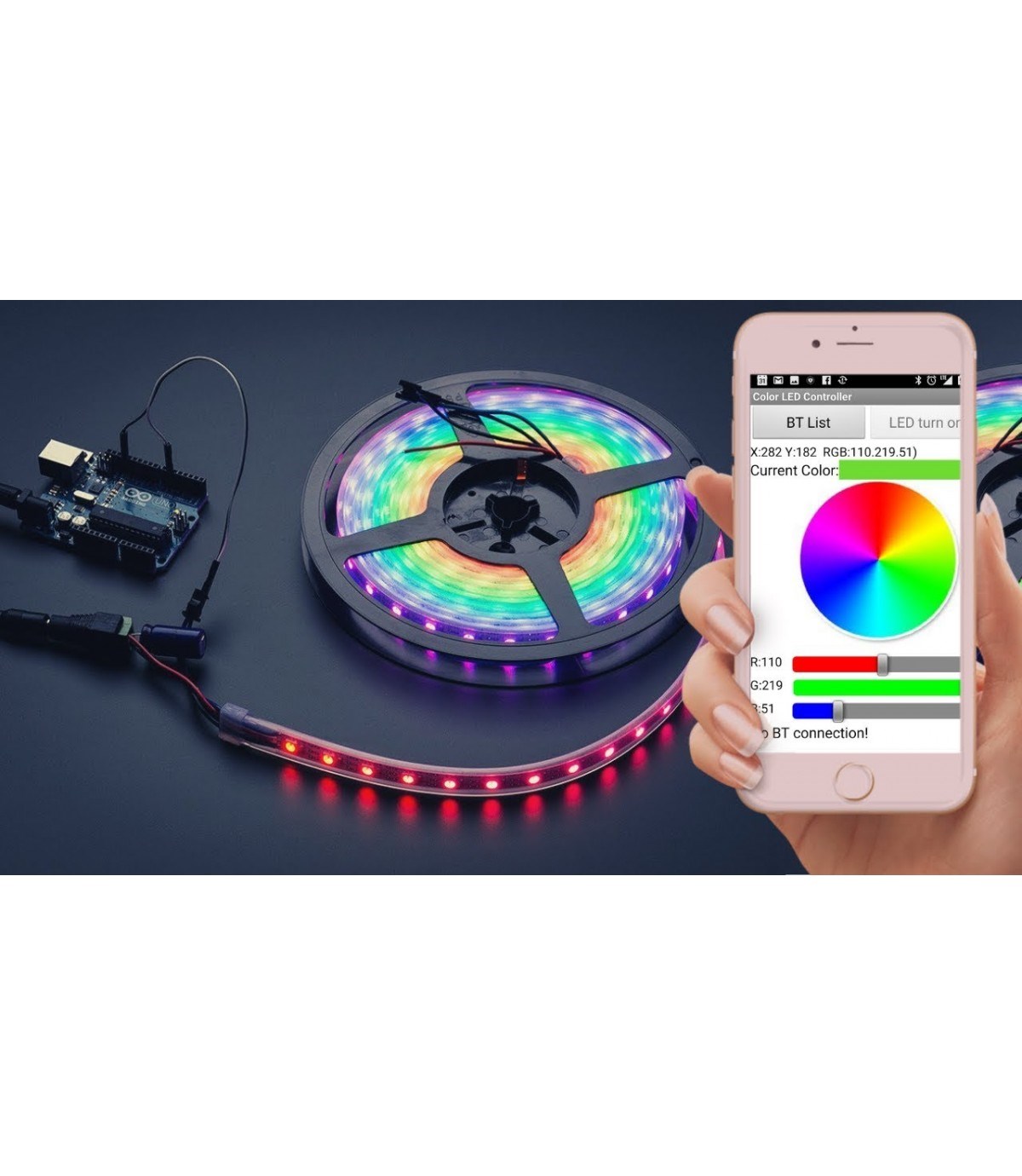 Telefondan Bluetooth ile RGB Şerit LED Renk, Hız, Ritim,Kontrol Modülü - 5v -12v -24v