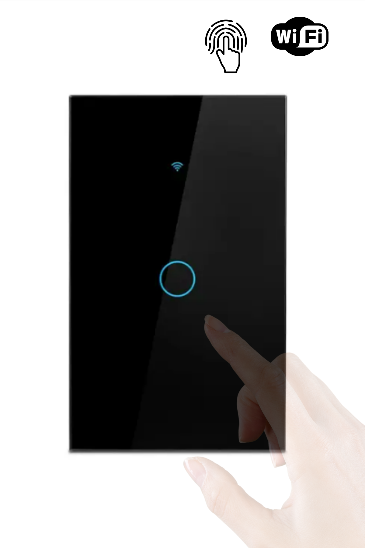 Akıllı anahtar Wifi anahtar Wifi akıllı ev anahtarı Dokunmatik aydınlatma anahtarı Siyah Mobil App Destekli