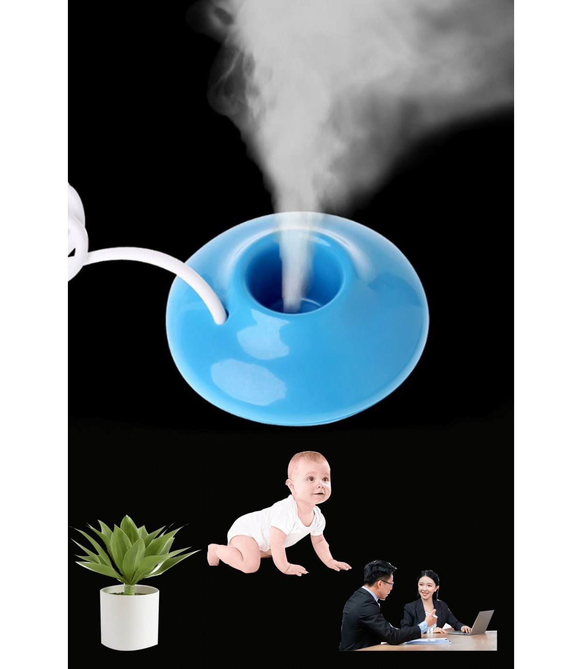 Ultrasonik Nemlendirici ve Buhar Üretici Makinesi – Mini Soğuk Buhar Üreteci - USB ile çalışır.