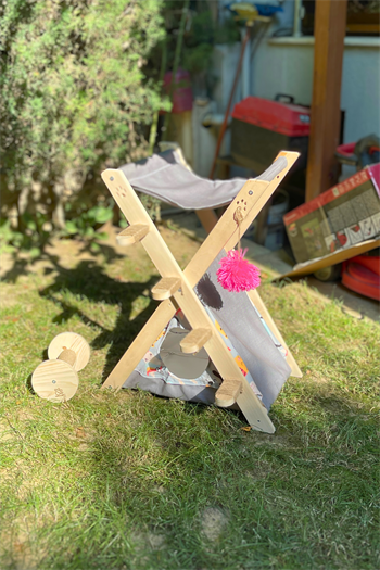  Kedi Çadırı Yatağı ve Merdiveni BuShop Süper Üçlü Set -Kedi Oltası Hediyeli  Ahşap Katlanabilir - WCAMP Serisi