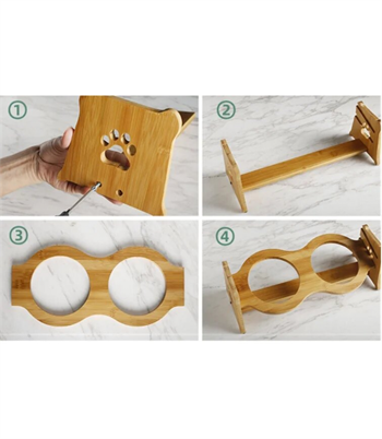 Kedi Köpek Mama Ve Su Kabı  İki Hazneli BuShop Estetik Ahşap tasarım  Yüksek Kalite  Doğal Badem