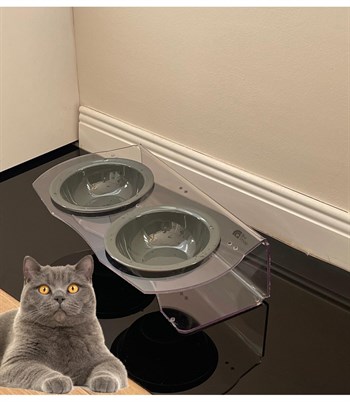 Kedİ Köpek Mama ve Su Kabı  İkili Seramik BuShop Gri Kase Yeni Nesil  Akirlik  Casper Serisi