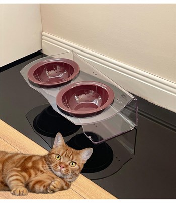 Kedİ Köpek Mama ve Su Kabı  İkili Seramik BuShop Bordo Kase Yeni Nesil  Akirlik  Casper Serisi