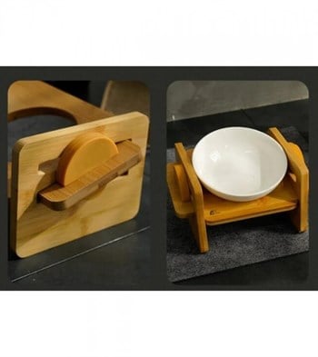 Kedi Köpek Mama Ve Su Kabı İkili Kase Hediyeli BuShop Gerçek Ahşap Kaydırmaz  Pamuk