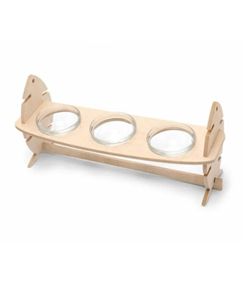 Kedi Köpek Mama Ve Su Kabı Üçlü  Gerçek Ahşap Kaydırmaz  Kılçık