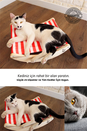 Kedi Hamağı Kedi yatağI ve Kedi şezlongu, Ahşap Kedi Yatağı, Orjinal BuShop Egzotik Red