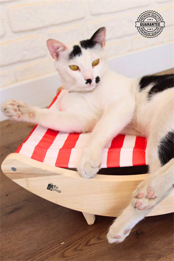 Kedi Hamağı Kedi yatağI ve Kedi şezlongu, Ahşap Kedi Yatağı, Orjinal BuShop Egzotik Red