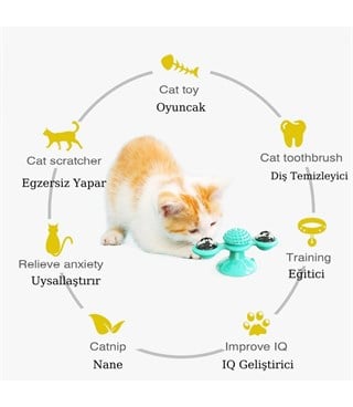  Kedi Oyuncağı  Dönebilen Fırıldak   Masaj Başlığı  Diş Temizleme  Iq Geliştirici BuShop