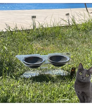 Kedi ve Köpek Dekorotif Mama ve Su Kabı  Gri Seramik Kase BuShop Modern  Akirilik Casper X Serisi