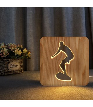 Ahşap 3d yaratıcı led gece lambası, doğal, yenilikçi ofis, ve oda dekoru, sörf, yüzücü,spor, hobi