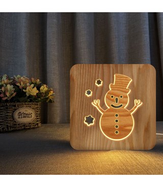 Ahşap 3d yaratıcı led gece lambası, doğal, yenilikçi ofis, ve oda dekoru, kardan adam, yeni yıl