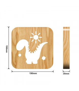 Ahşap 3d yaratıcı led gece lambası, doğal, yenilikçi ofis, ve oda dekoru, Şirin dinozor ve güneş