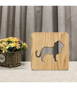 Ahşap 3d yaratıcı led gece lambası, doğal, yenilikçi ofis, ve oda dekoru, Aslan dekoru