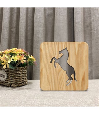 Ahşap 3d yaratıcı led gece lambası, doğal, yenilikçi ofis, ve oda dekoru, Önünü kaldıran sert at