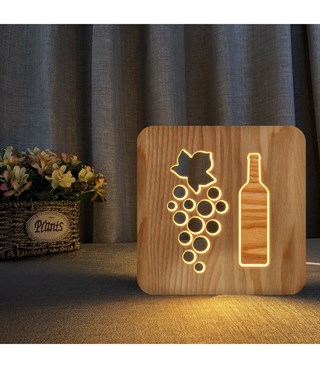 Ahşap 3d yaratıcı led gece lambası, doğal, yenilikçi ofis, ve oda dekoru, üzüm,şarap şişesi dekor