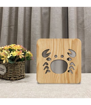 Ahşap 3d yaratıcı led gece lambası, doğal, yenilikçi ofis, ve oda dekoru, Sevimli yengeç dekorlu