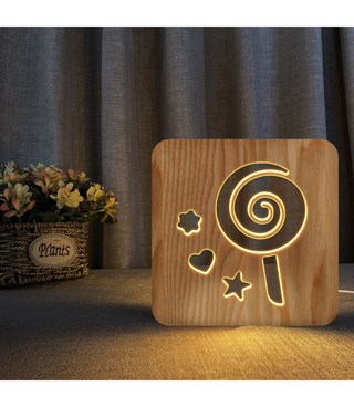 Ahşap 3d yaratıcı led gece lambası, doğal, yenilikçi ofis, ve oda dekoru, şeker, tatlı temalı süs