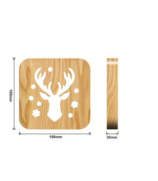Ahşap 3d yaratıcı led gece lambası, doğal, yenilikçi ofis, ve oda dekoru, Geyik dekoru