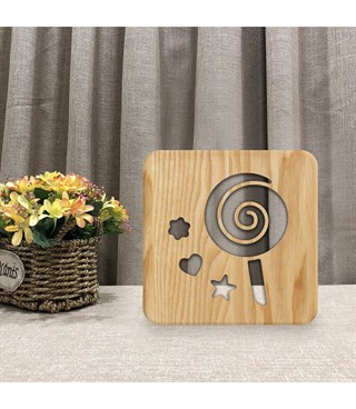 Ahşap 3d yaratıcı led gece lambası, doğal, yenilikçi ofis, ve oda dekoru, şeker, tatlı temalı süs