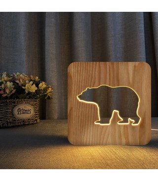 Ahşap 3d yaratıcı led gece lambası, doğal, yenilikçi ofis, ve oda dekoru, Kutup ayısı dekoru