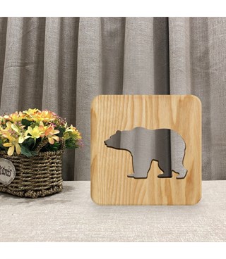 Ahşap 3d yaratıcı led gece lambası, doğal, yenilikçi ofis, ve oda dekoru, Kutup ayısı dekoru