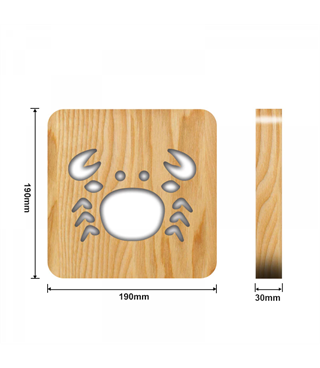 Ahşap 3d yaratıcı led gece lambası, doğal, yenilikçi ofis, ve oda dekoru, Sevimli yengeç dekorlu