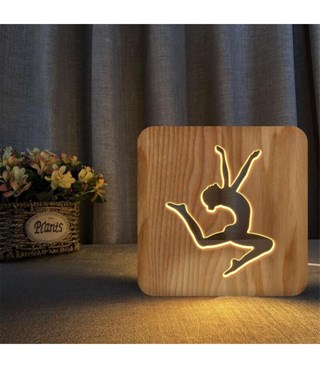 Ahşap 3d yaratıcı led gece lambası, doğal, yenilikçi ofis, ve oda dekoru, bale, spor,hobi