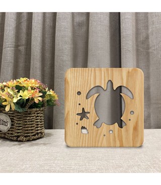 Ahşap 3d yaratıcı led gece lambası, doğal, yenilikçi ofis, ve oda dekoru, Su kaplumbağası dekorlu