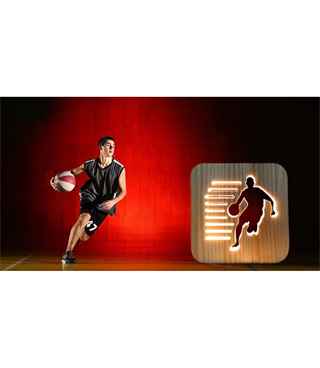 Ahşap 3d yaratıcı led gece lambası, doğal, yenilikçi ofis, ve oda dekoru, basketbol spor ve sporcu