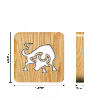 Ahşap 3d yaratıcı led gece lambası, doğal, yenilikçi ofis, ve oda dekoru, Boga dekorlu ahşap led