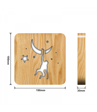 Ahşap 3d yaratıcı led gece lambası, doğal, yenilikçi ofis, ve oda dekoru, Maymun ve ay dekorlu