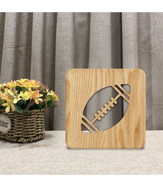 Ahşap 3d yaratıcı led gece lambası, doğal, yenilikçi ofis, ve oda dekoru, amerikan futbolu, spor