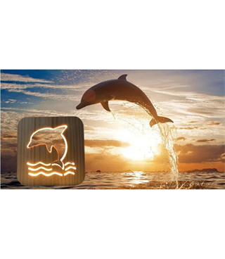 Ahşap 3d yaratıcı led gece lambası, doğal, yenilikçi ofis, ve oda dekoru, Tatlı yunus dalga dekor