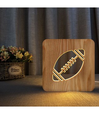 Ahşap 3d yaratıcı led gece lambası, doğal, yenilikçi ofis, ve oda dekoru, amerikan futbolu, spor