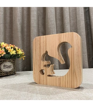 Ahşap 3d yaratıcı led gece lambası, doğal, yenilikçi ofis, ve oda dekoru, Sincap ve fındık dekorlu