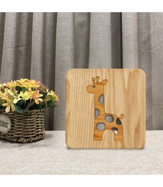 Ahşap 3d yaratıcı led gece lambası, doğal, yenilikçi ofis, ve oda dekoru, sevimli zürafa dekorlu