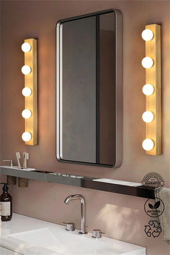 Ahşap Aplik Makyaj Masası Aydınlatması Masa Aplik Ayna Üstü Aplik ikili set