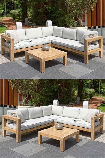 Ahşap Bahçe Köşe Takımı ve Ahşap Sehpa Seti Lignora Serisi