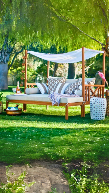 Ahşap bahçe Mobilyası Ahşap Loca Bahçe Yatağı Puf Takım Orionis Modeli
