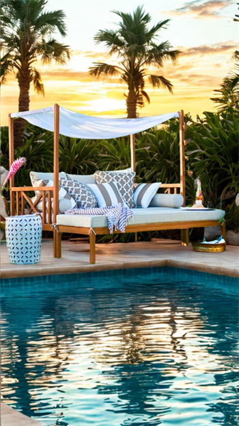 Ahşap bahçe Mobilyası Ahşap Loca Bahçe Yatağı Puf Takım Orionis Modeli