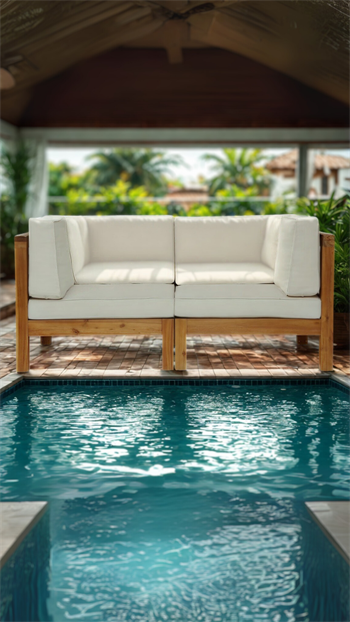 Ahşap Bahçe Mobilyası Modern Ahşap Balkon Bahçe İkili Koltuk 