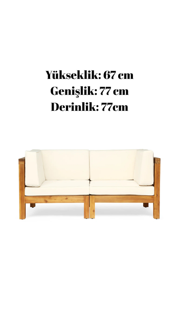 Ahşap Bahçe Mobilyası Modern Ahşap Balkon Bahçe İkili Koltuk 