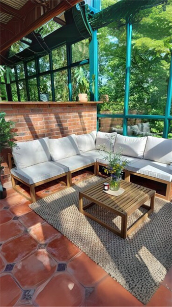 Ahşap Bahçe Mobilyası Seti Ahşap L Köşe Takımı ve Minderli Oturma Seti Zenya Koleksiyonu