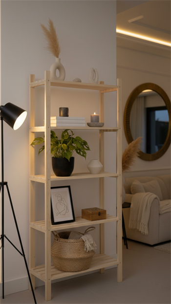 Ahşap Dolap Kitaplık Ahşap Düzenleyici Mutfak Rafı Banyo Dolabı Çok Amaçlı Dolap Oturma odası Dolap Bohem model 