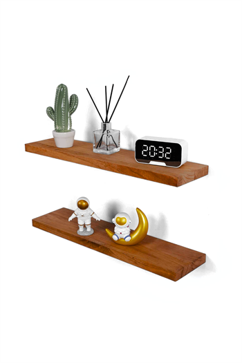 Ahşap Duvar raf 2li Set Çok amaçlı duvar deokratif ahşap raf düzenleyici raf duvar raflar kitaplık rafı  ahşap süs raf mutfak rafı, salon ahşap raf ahşap duvar raf ceviz 70 cm