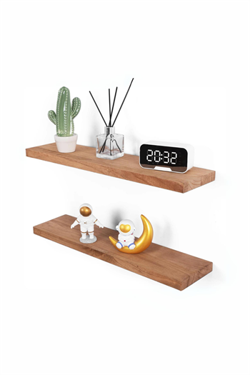 Ahşap Duvar raf 2li Set Çok amaçlı duvar deokratif ahşap raf düzenleyici raf duvar raflar kitaplık rafı  ahşap süs raf mutfak rafı, salon ahşap raf ahşap duvar raf Fındık  